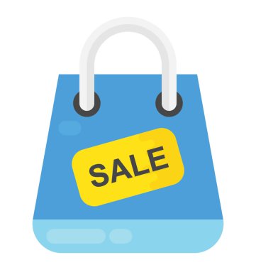 Satılık alışveriş düz vektör simgesi