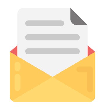 Zarf ve belge düz vektör simgesi