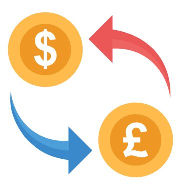 Para Döviz düz vektör simgesi