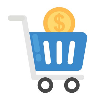 alışveriş sepeti düz vektör simgesi