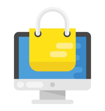 çevrimiçi alışveriş düz vektör simgesi