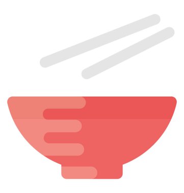 Kase ve Chopsticks düz vektör simgesi