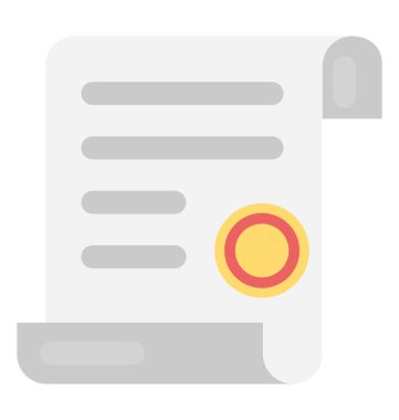 Sertifika düz vektör simgesi