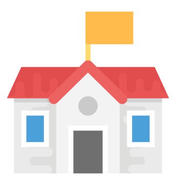 Okul binası düz vektör simgesi