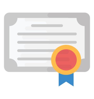 Sertifika düz vektör simgesi