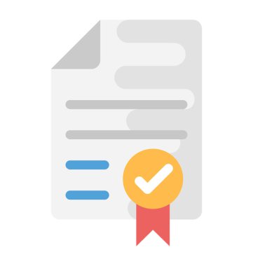 Sertifika düz vektör simgesi