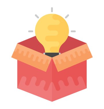 Kutu düz vektör simge dışında düşünmek