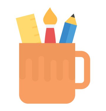 Kalem tutucu düz vektör simgesi