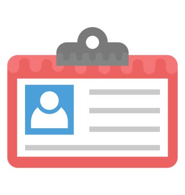 Kimlik kartı düz vektör simgesi