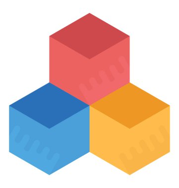 Kübik kutular düz vektör simgesi