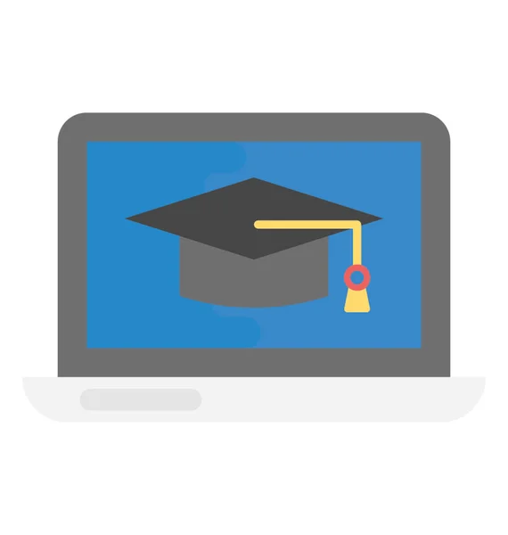 Educação Online Flat Vector Icon — Vetor de Stock