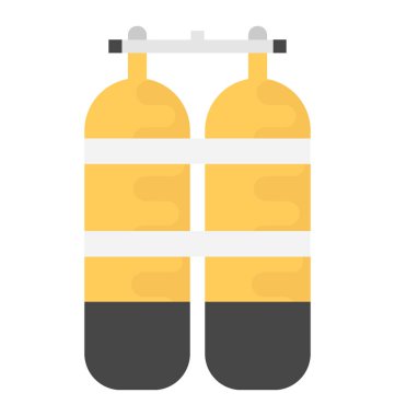 Düz vektör simgesi tasarım iki oksijen silindir 