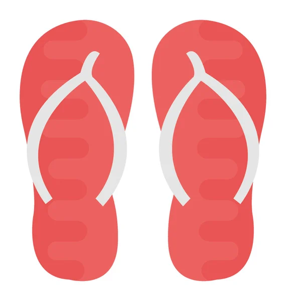 Paar Flip Flops Mit Flachem Vektorsymbol — Stockvektor