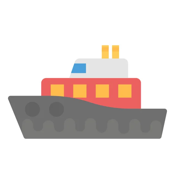 Platte Vector Pictogram Ontwerp Van Een Luxe Cruise Liner — Stockvector