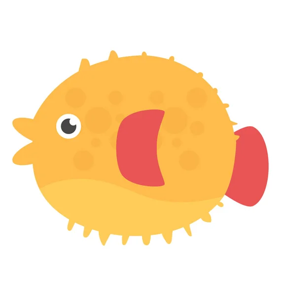 Exortic Fish Sea Life Flat Vector Icon — Stock Vector