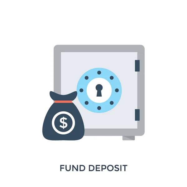 Een Kluisje Een Zak Geld Symbolische Afbeelding Van Financiering — Stockvector