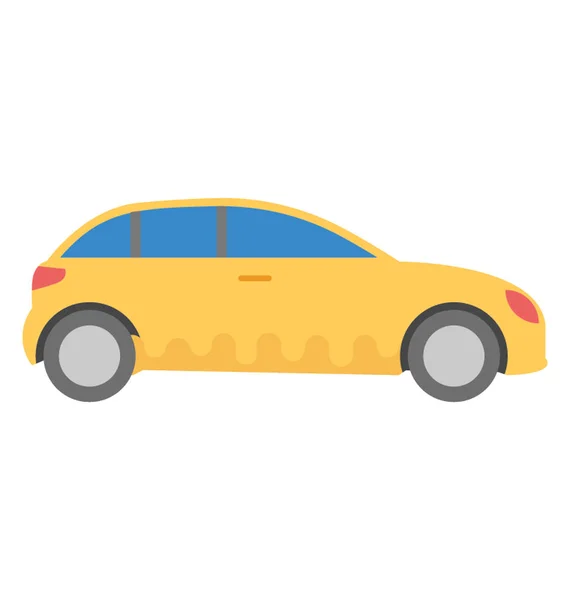 Χρώμα Κίτρινο Αυτοκίνητο Χρησιμοποιείται Μια Δημόσια Συγκοινωνία — Διανυσματικό Αρχείο