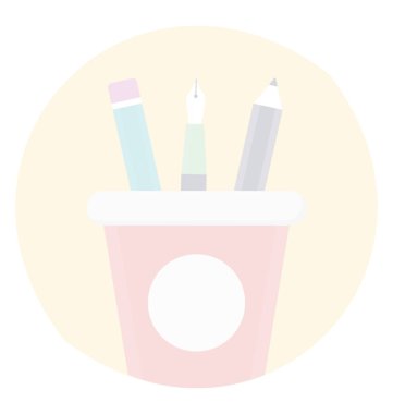 Bir tutucu Kupası, düz vektör simgesi tasarım kalem sahibinin