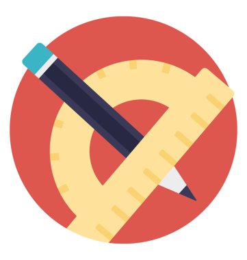 Siyah renkli kalem ve derecesi ölçeği, ileti örneği düz vektör simgesi tasarım