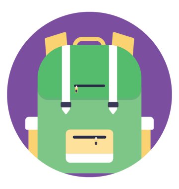 Bir çanta, okul çantası için düz vektör simge grafik gösterimi