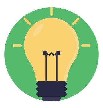 Düz vektör simge ampul yaratıcı bir fikir temsil eden