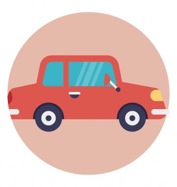 Bir araba bir kırmızı renk düz simgesi