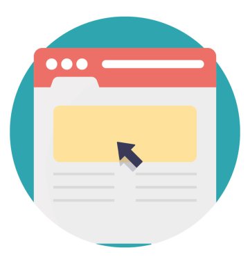 Bir düz vektör simgesi web penceresi, web tarama kavramı