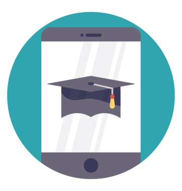 Hareket eden telefon ile eğitim app, çevrimiçi okul ve e-öğrenme kavramı