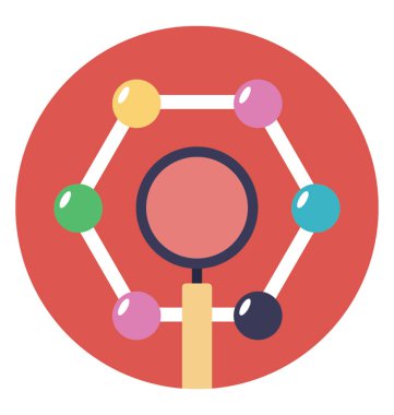 Büyüteç, düz vektör simgesi ile moleküler yapısı