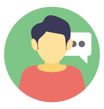 Kişi düz vektör simgesi tasarım konuşmak bir kişi ile bir konuşma balonu