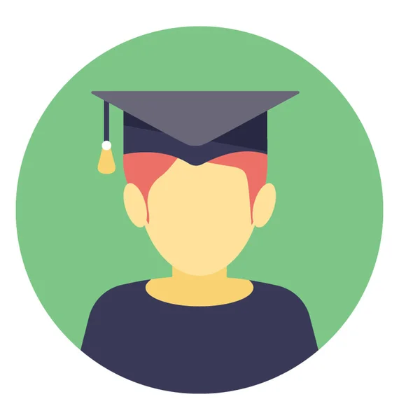 Graduate Avatar Flat Vector Icon Student Scholar Postgraduate — Stock Vector