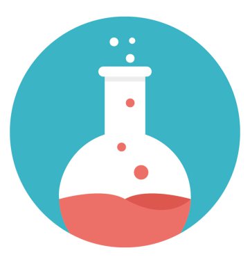 Bir konik şekilli, düz dipli, laboratuvar şişesi düz vektör simgesi