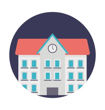 Bir okul binası, düz vektör simgesi bir mimari tasarım