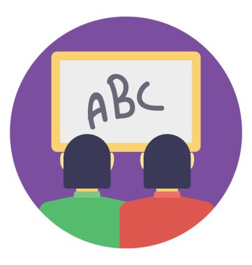 Düz vektör simgesi tasarım bir sınıf temsil eden öğrencilerin, Grup