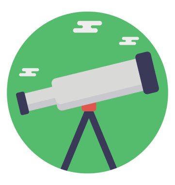 Teleskop düz simgesi, eğitim ve astronomi öğesi