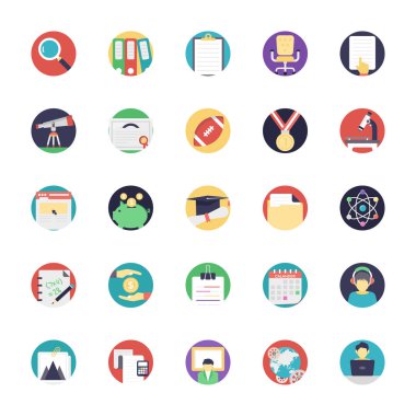 Düz eğitim simgeler paketi