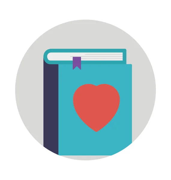 Libro Con Signo Corazón Icono Vector Plano — Vector de stock