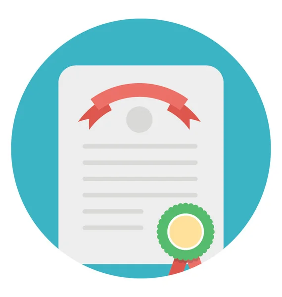 Certificado Reconocimiento Icono Vector Plano Del Certificado Adjudicación — Vector de stock