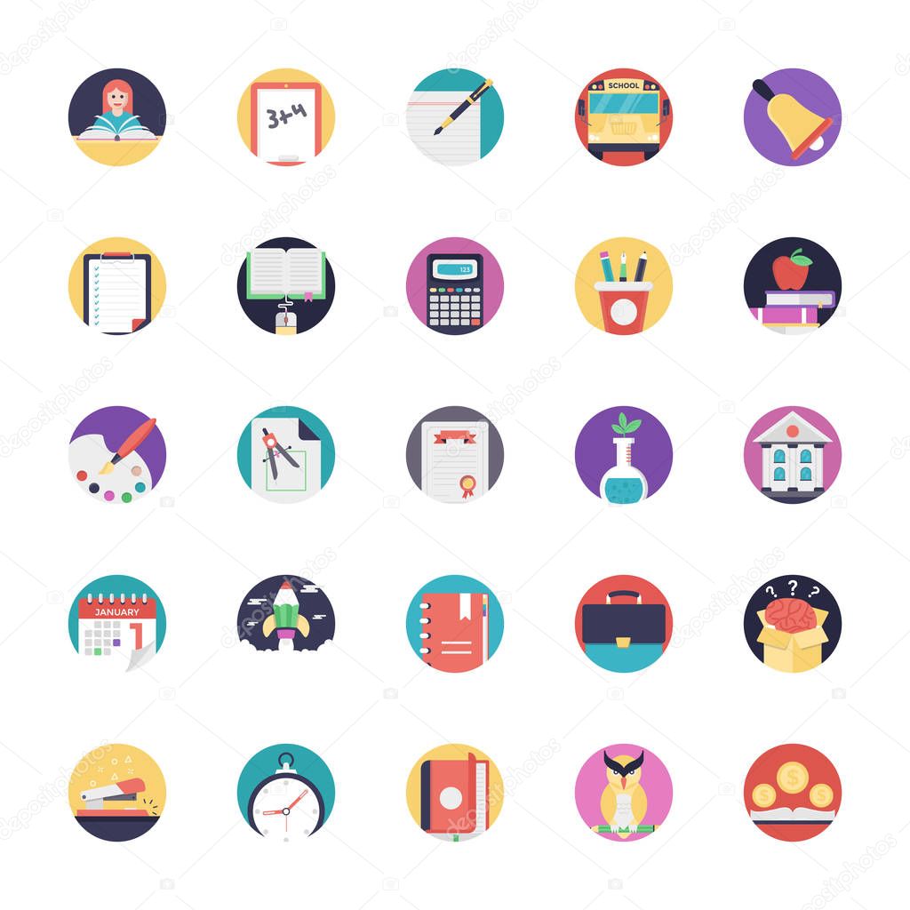 Flat Icons Pack of Education