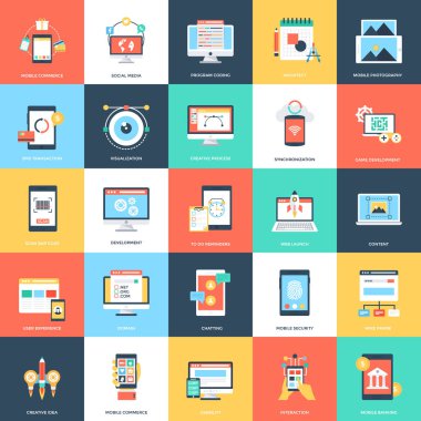 Web ve mobil geliştirme düz tasarımlar