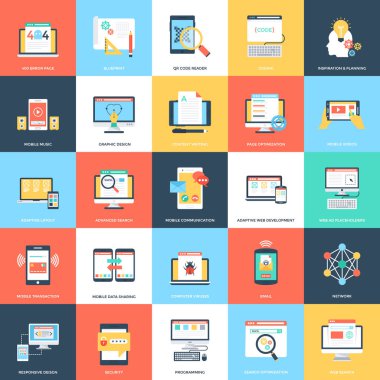 Web ve mobil geliştirme düz tasarım