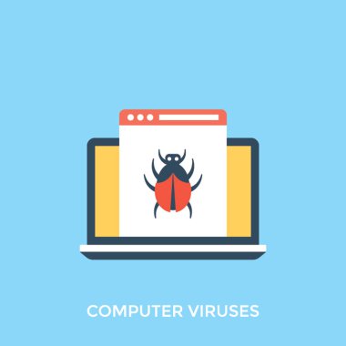 Bilgisayar virüsleri düz vektör çizim