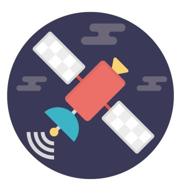 Uydu düz vektör simge yayın