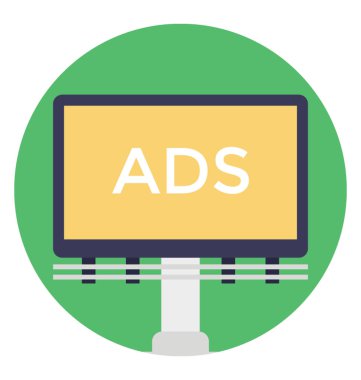 Reklam pano, düz vektör simge reklam açık