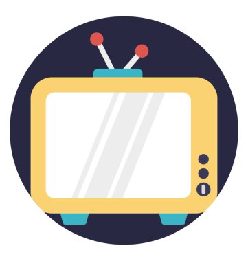 Retro tarzı Televizyon antenler düz simgesiyle