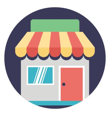 Düz tasarım simgesi küçük bir mağaza