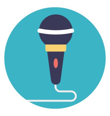 Bir düz tasarım vintage mikrofon simgesi