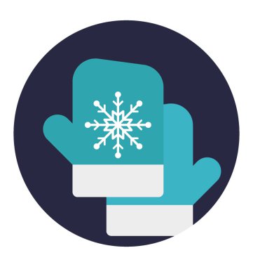 Kar tanesi tasarım vektör simgesi ile şirin örgü kış eldiven