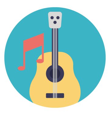 Bir müzik enstrümanı gitar düz tasarım simgesi