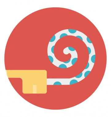 Bir parti boynuz üfleyici düz vektör simgesi 